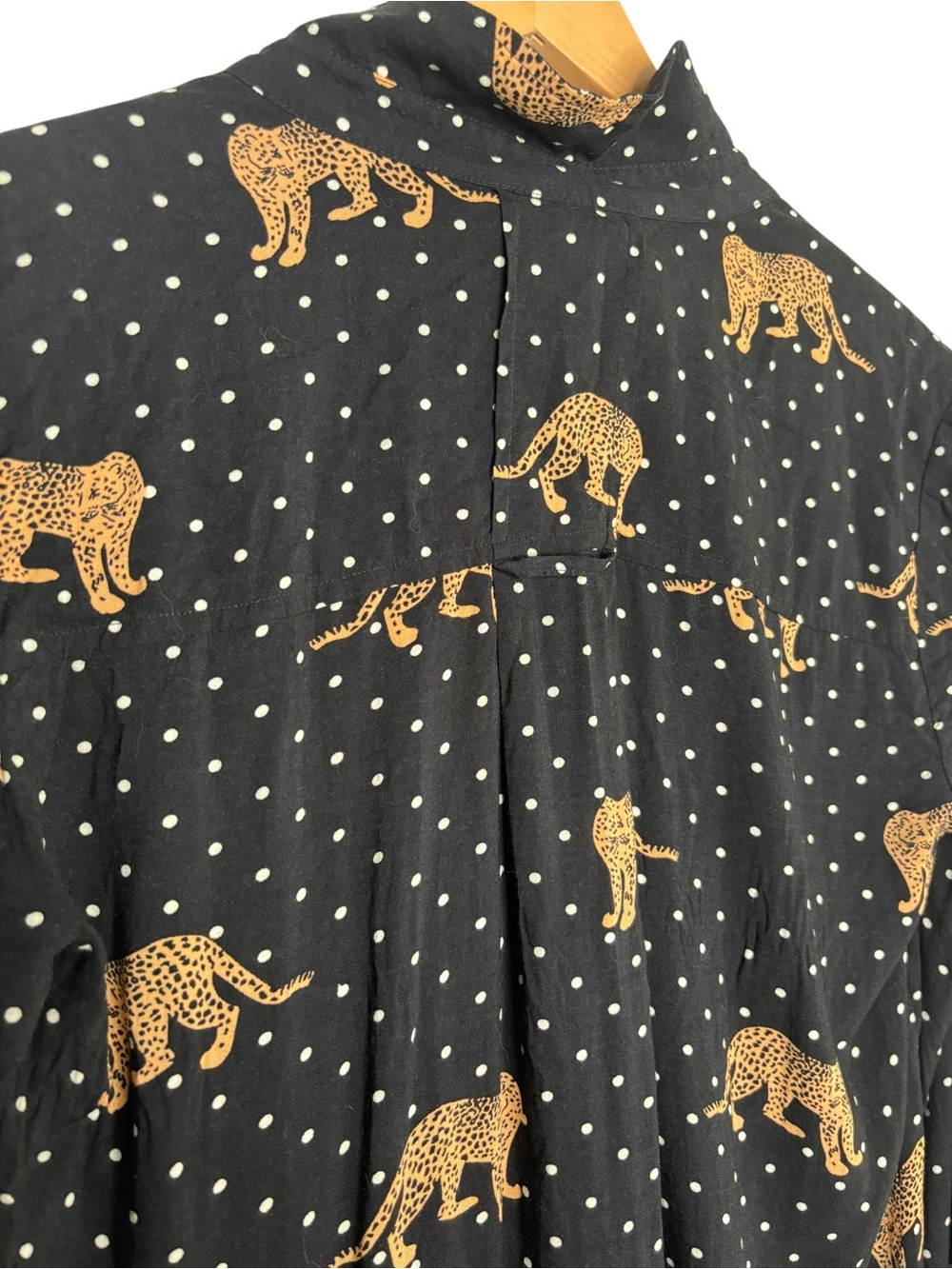 Maeve Anthropologie button down blouse black polka dot leopard two pocket 8 - Picture 6 of 8
